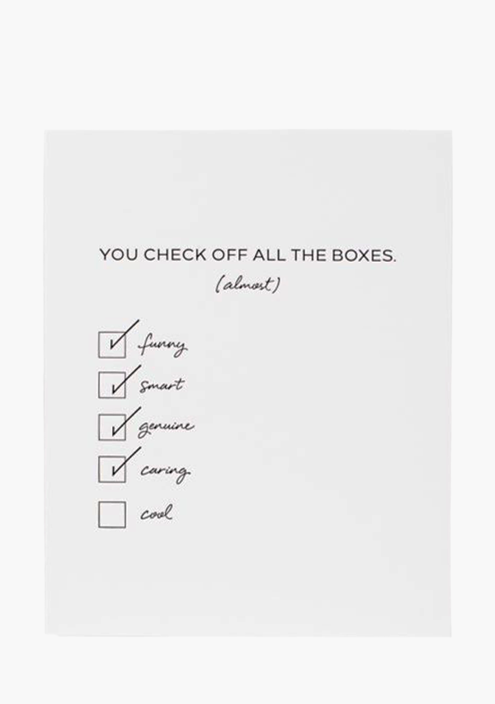 Wrinkle & Crease Card - Check Off the Boxes