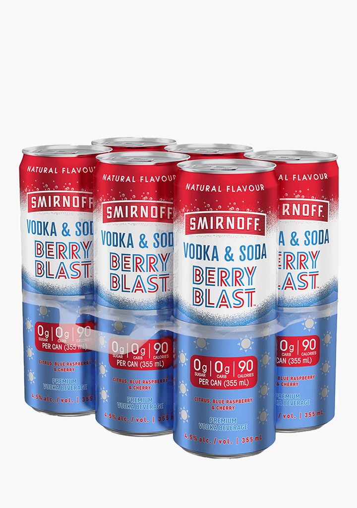 Smirnoff 'Berry Blast' Vodka & Soda 6 x 355ML Willow Park Wines
