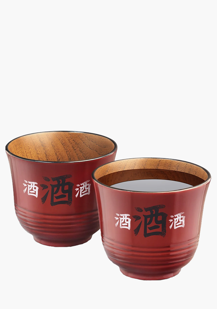 Final Touch Wood Sake Cups Red - 2 Pack
