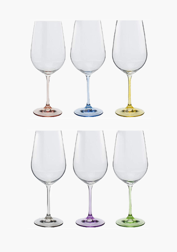 Rainbow Assorted Wine Glasses - 6 Pack