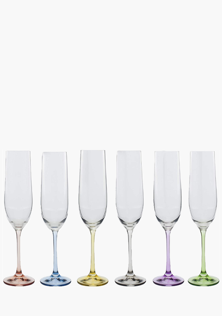 Rainbow Assorted Flutes - 6 Pack