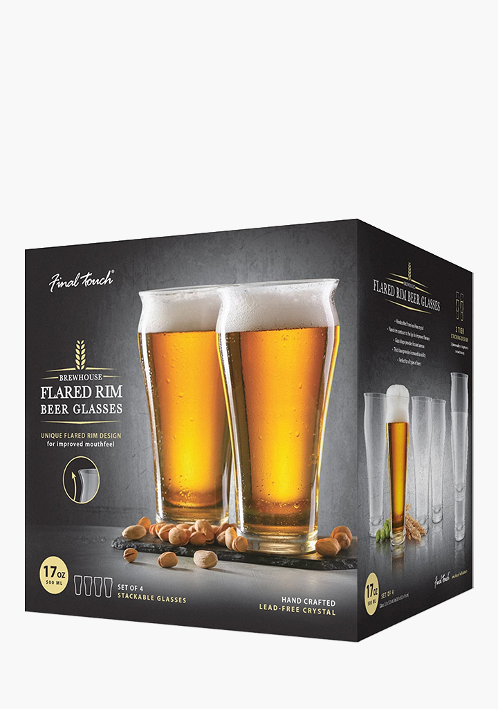 Final Touch Flared Rim Beer Glasses - 4 Pack