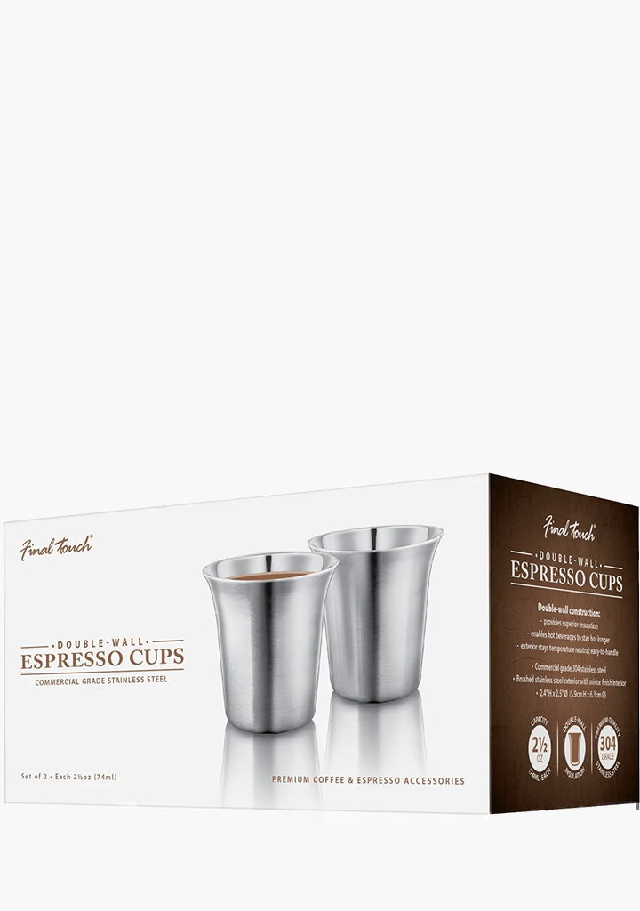 Final Touch Double-Walled Espresso Cups - 2 Pack
