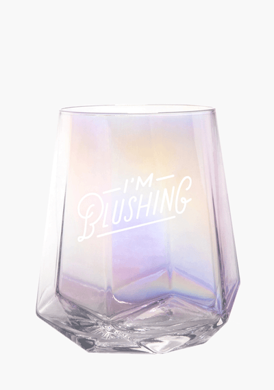 Iridescent 'I'm Blushing' Stemless Wine Glass-Glassware